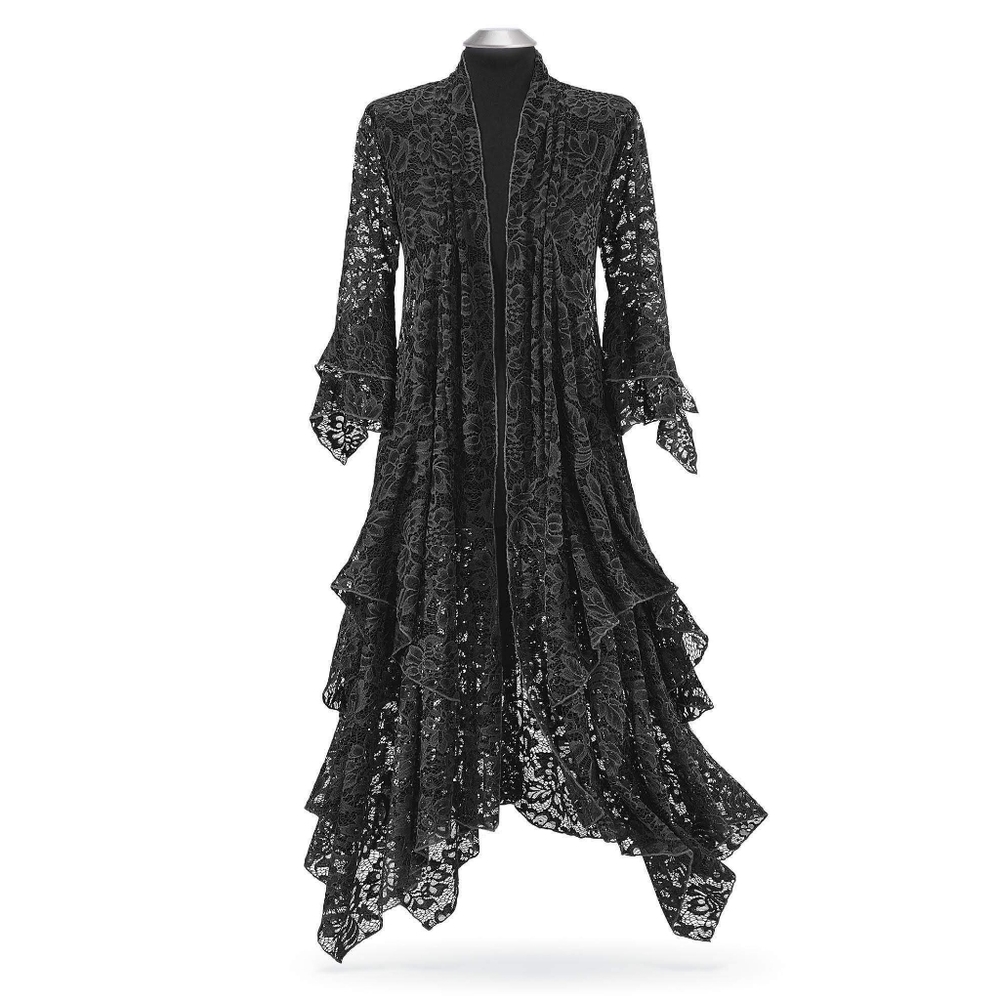 Black Stevie Nick's Style Lace DeLuxe Boho Gypsy Duster